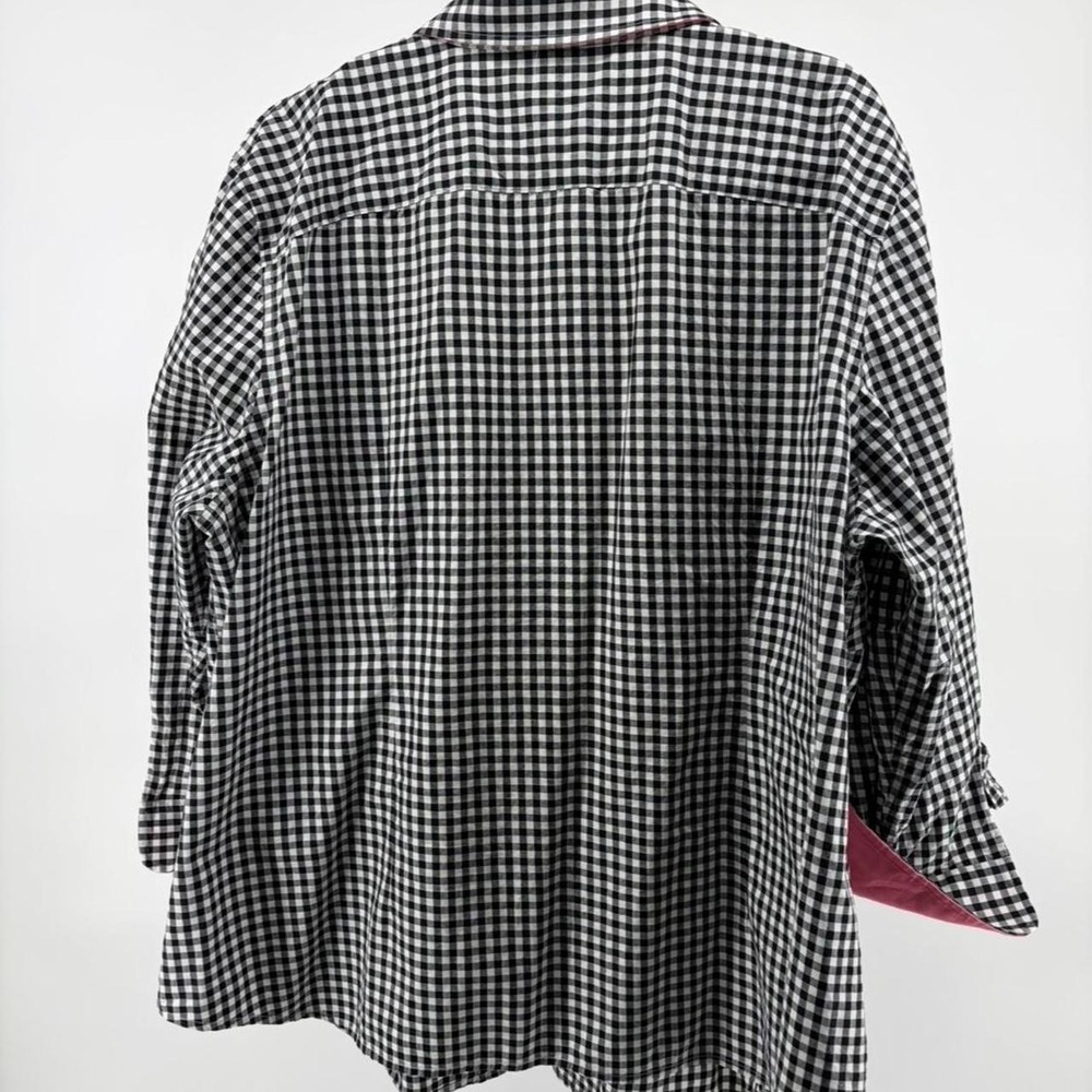 Lauren Ralph Lauren Black And White Long Sleeved Gingham Shirt W/Pink Trim - Picture 3 of 8
